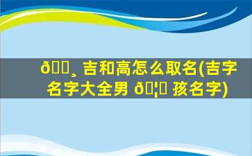 🌸 吉和高怎么取名(吉字名字大全男 🦍 孩名字)
